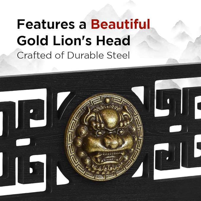 Logest Sword Stand - 4 Tier Options Available - Crafted Using Wood Katana Holder - Furnished in Black With a Gold Lion?™s Head - Desirable Sword Display Gift Option - Sword Holder Katana Stand (3-Tier)