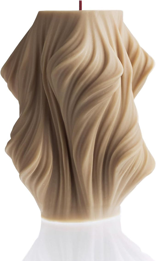 LAWA Cascading Wave Candle - Large Beautiful Handmade Pillar Scented Soy Wax Elegant Bubble Aesthetic Candle Housewarming Gift Home Room Shelf Decor Idea Sandstone (Large)
