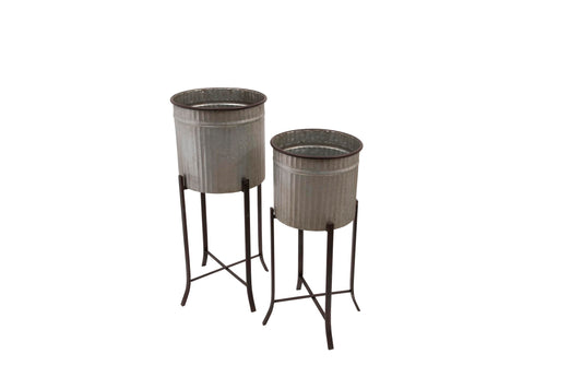 Creative Co-Op Set of 2 Iron Planters on Stands