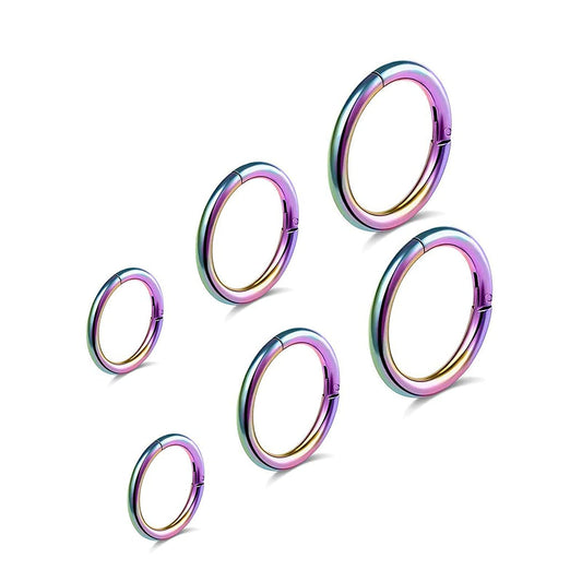 BOGKU 6pcs G23 Titanium Septum Rings Hinged Nose Ring Hoops for Women Men 16G Cartilage Hoop Earrings Body Piercing Jewelry Lip Rings - Diameter 6mm/8mm/10mm