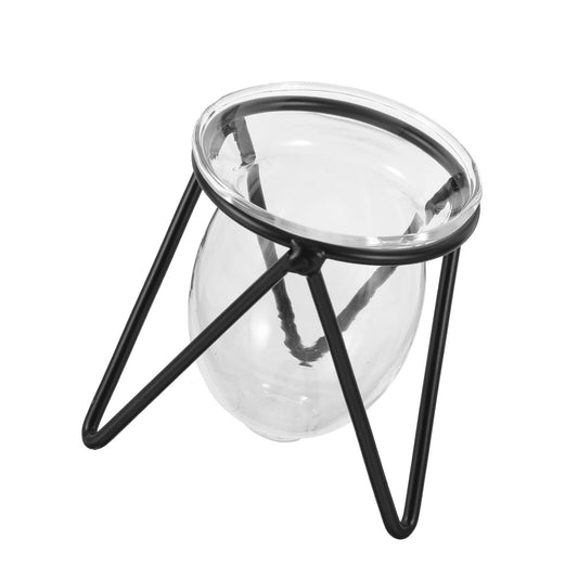 NUOBESTY 6pcs Small Iron Art Flower Stands with Hydroponic Glass Vases for Desktop Plant Decoration and Office Home Hydroponic Terrarium Display