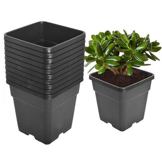YSMN 10 Pcs 1.4 Gallon Black Square Nursery Pots with Drainage Holes and Plant Flexible Seedling Pots Seed Starting Planter for Indoor Outdoor Flowers