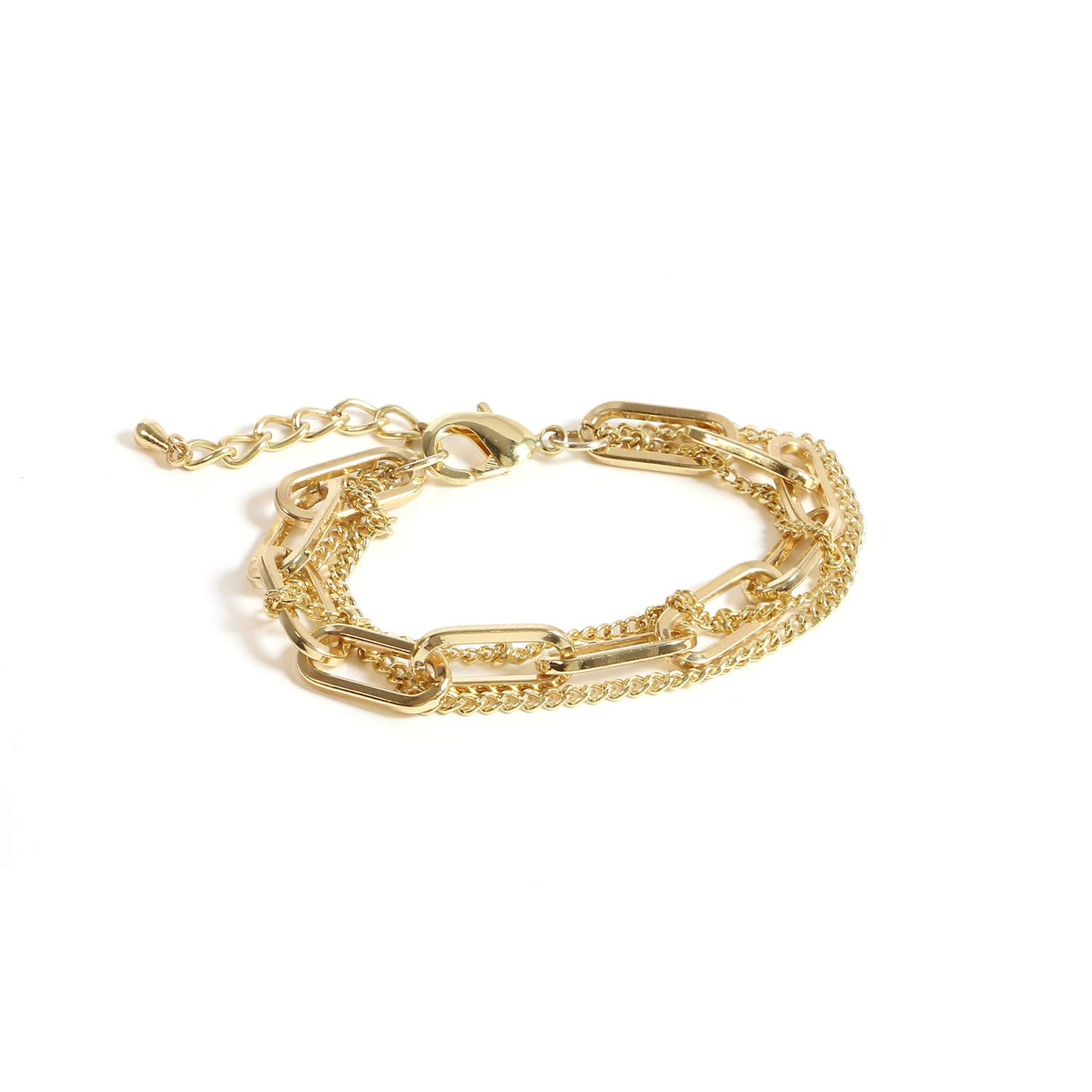 CONRAN KREMIX Gold Chain Bracelet Sets for Women 14K Gold Plated Dainty Link Paperclip Bracelets Stake Adjustable Layered Gold Bracelet for Women Trendy Gold Jewelry For Women