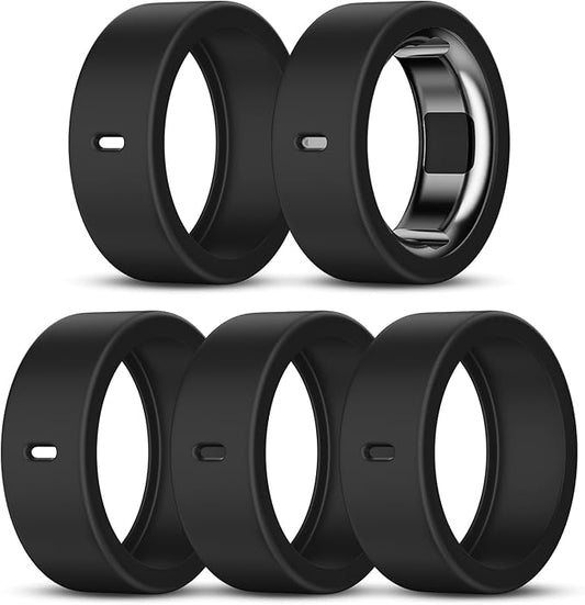 5 Pack Cover Compatible with Oura Ring Gen 4/Oura Ring Gen 3 Horizon/Heritage, Surport Charging with Cover on, Anti-Scratch Elastic Silicone Rings Protector for for Men Women (Size 4)