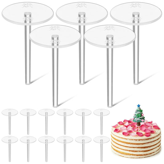 100Pcs Cake Decorating Tool Kit: Transparent Plastic Decoration Base Holders for Cake Toppers - Small Lightweight Fixing Tools for Birthday-cake Decorating Supplies and Diy Baking Accessories