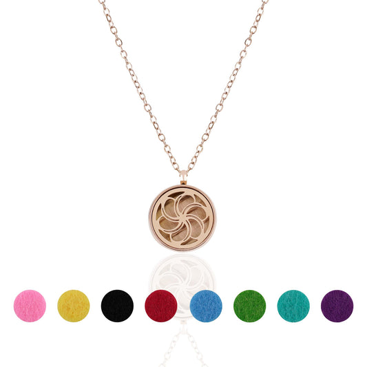 Biiange Aromatherapy Essential Oil Diffuser Necklace, Essential Oil Necklace, Essential Oil Diffuser Necklace for Women, with 8 Refill Pads and 20 Inch Adjustable Chain, for Women, Girls (Bauhinia)