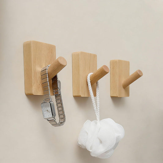 CoolCedar Wall Hooks Wood Hat Hooks Coat Rack Wall Mounted Extended Wooden Pegs for Hanging Keys, Cups, Baseball Caps, Pictures, Hat Hangers Rack. (6Pack)