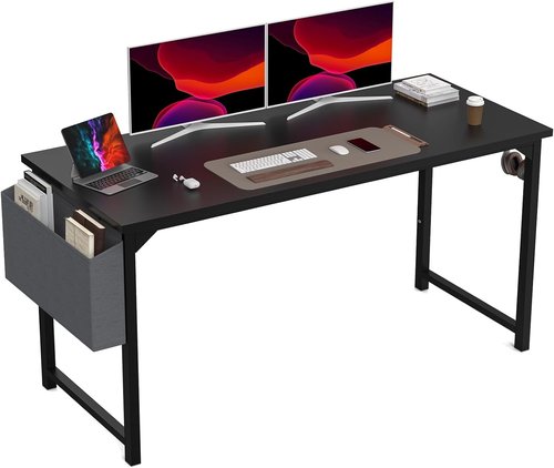 DUMOS 63-Inch Modern Office Computer Desk - Stylish Writing & Study Table for Home - Black