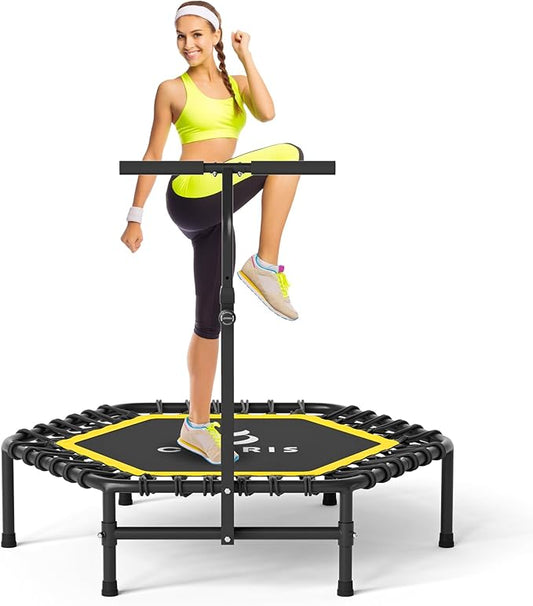 CLORIS 45'' Rebounder Trampoline for Adults - Max Load 450lbs, Mini Trampoline with Adjustable Foam Handle Indoor/Outdoor Fitness Body Exercise