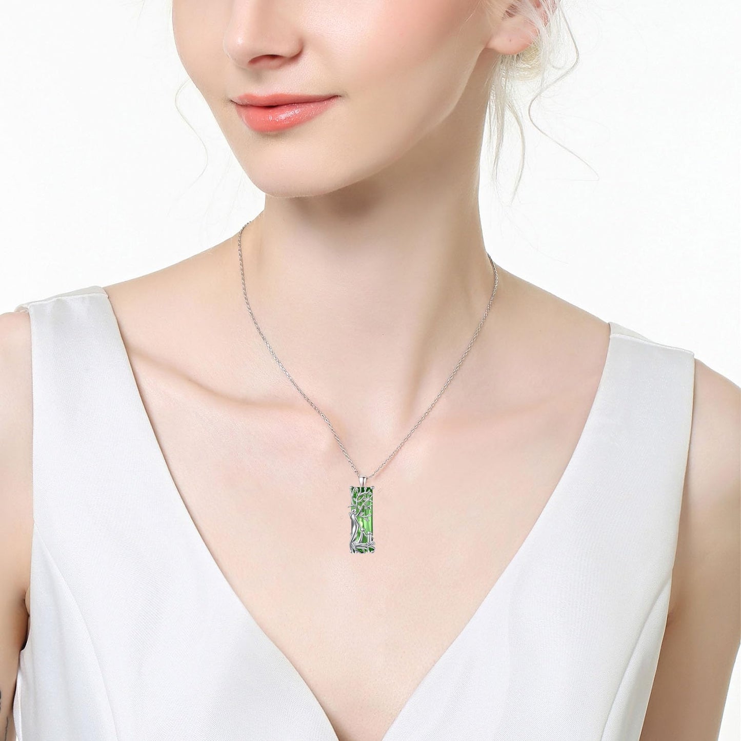 AENEAS Celtic Tree of Life Necklace for Women Sterling Silver Famliy Tree of Life Pendant Green Crystal Jewelry Gifts for Women Wife Her Prime