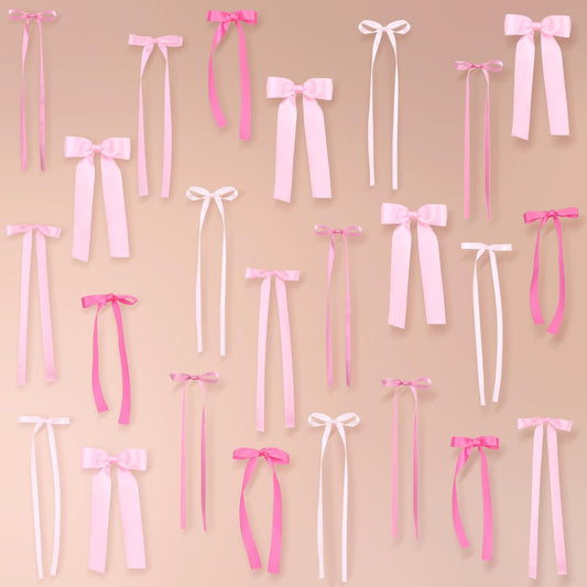 Skiennix 40Pcs Pink Bow Wall Decor - DIY Photo Backdrop & Garland for Birthday, Baby Shower, Bachelorette Party