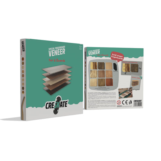 CRESKATE Exotic Fingerboard Veneer Pack – 18 Sheets (125 × 125 mm) for 6+ Decks | Premium Real Wood | Made in Germany | Smooth Grip Tape Included | DIY Fingerboard Deck Building Kit