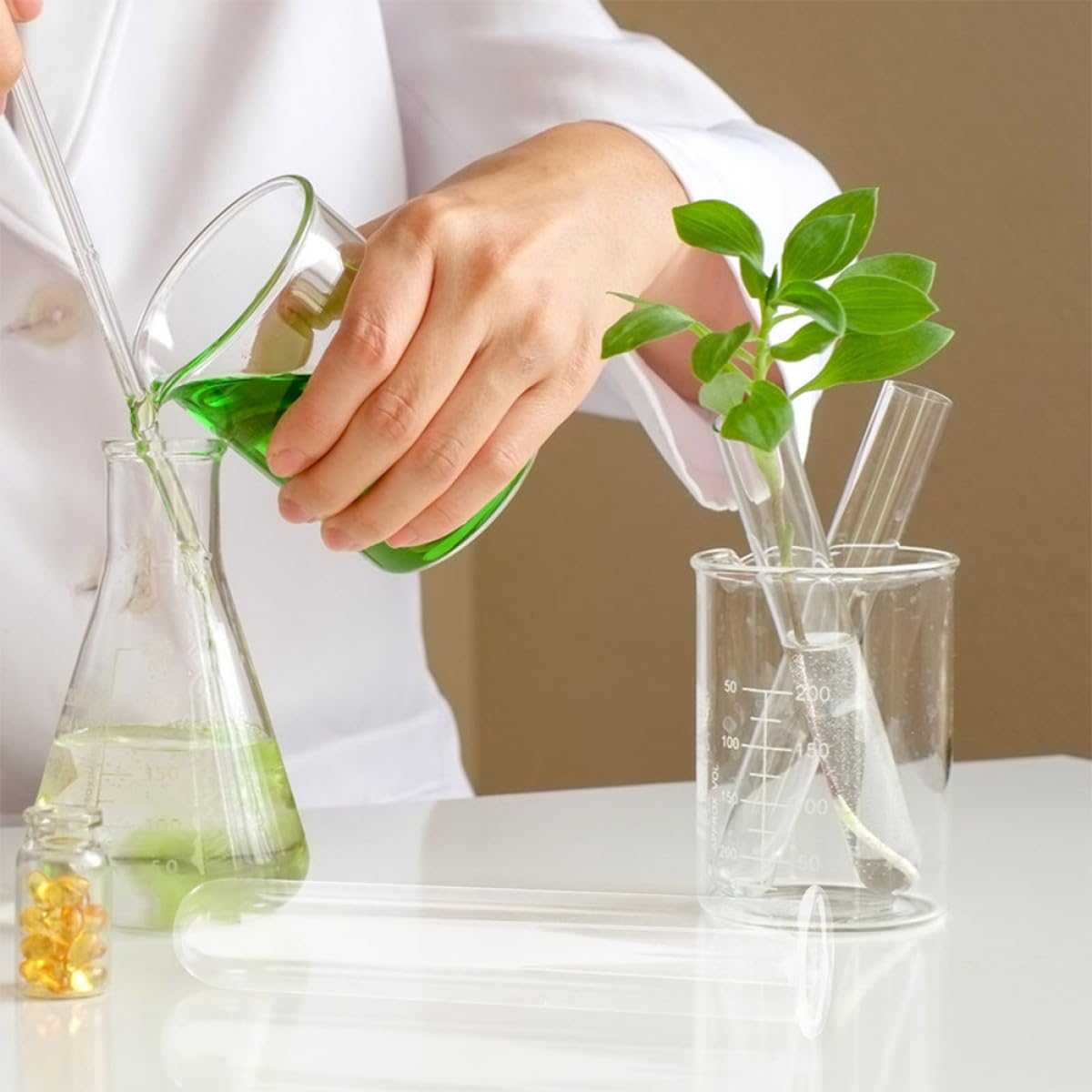OUNONA 4pcs Hydroponic Glass Test Tube Vases 2.5x3x18cm Plant Propagation Holder for Desktop Terrarium and Home Décor