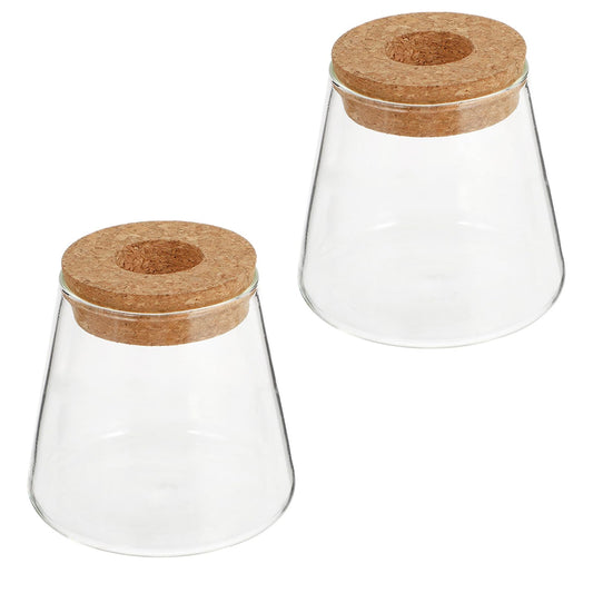 BESPORTBLE 2pcs Hydroponic Glass Vases 400ml with Cork Lid 6.5cm Opening Diameter Desktop Plant Terrariums for Hydroponics and Garden Decoration