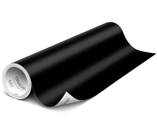 ORACAL 651 Matte Black Vinyl Durable Roll Easy to Weed Permanent Adhesive Craft Vinyl for Plotting Machines, Decals & DIY Projects 24" x 30ft + Transfer Tape 12" x 24"