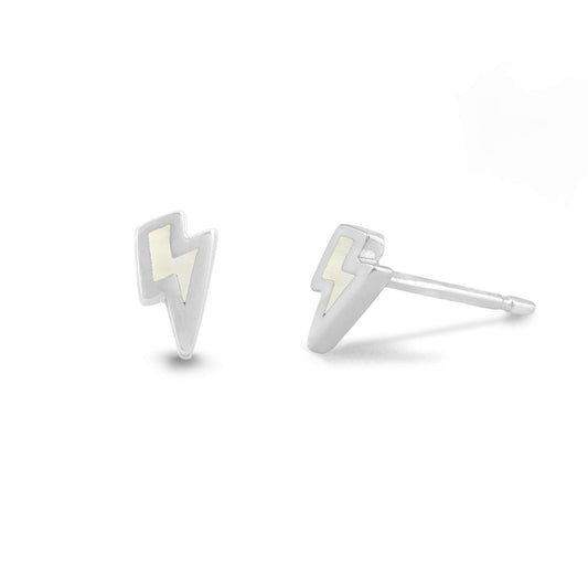 Boma Jewelry Sterling Silver Lightning Bolt Stud Earrings (Mother of Pearl)