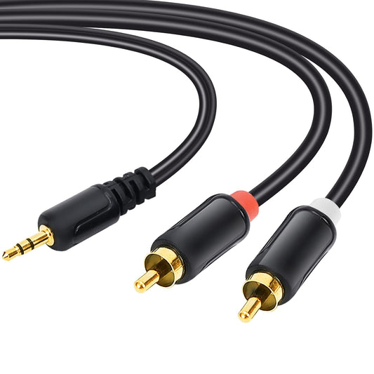 Zhaumim 59IN/5FT 2RCA RCA Cables - Stereo Jack to Plugs for Smartphone, Tablet, HDTV, DVD Player, Home Theater