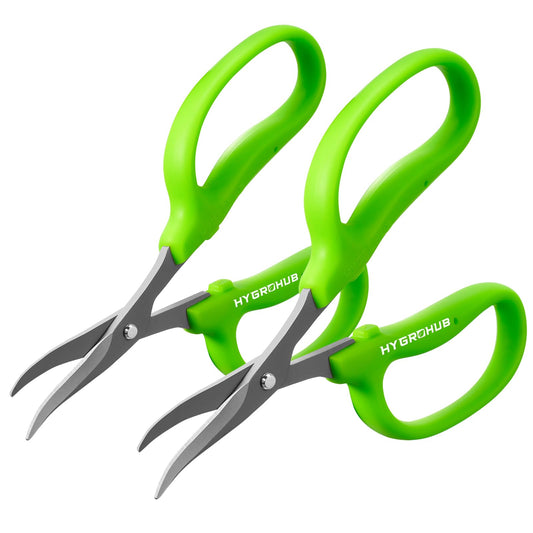 2PCS Garden Scissors, Curved Blade,6in Pruning Shears Snips Non-stick Coated Sharp Steel Blades - Gardening Tools Garden Shears for Plants Herb Flowers in Grow Tent and Hydroponics