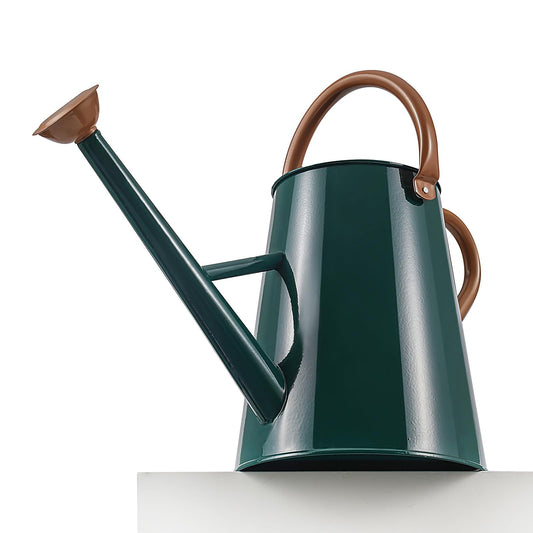 Metal Watering Can with Removable Spout, 1.5 Gallon Large Watering Cans for Plants, Galvanized Steel Gardening Water Can for Indoor & Outdoor Use, Watering Pot with Ergonomic Movable Handle (Green)