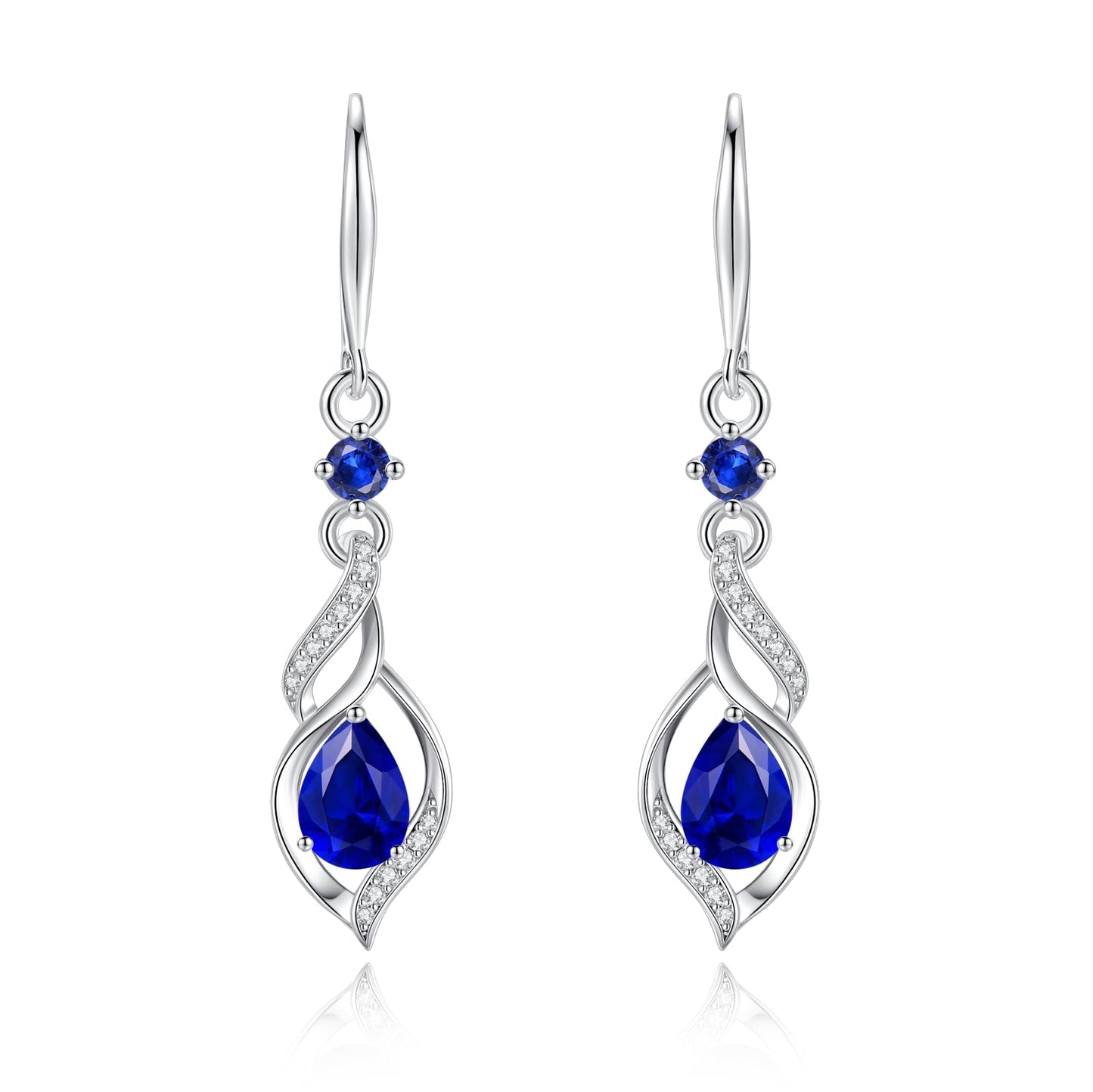 FANCIME Gift for Women September Birthstone Dangle Earrings for Women Teardrop Sapphire Earrings S925 Sterling Silver infinity Love Birthday Gifts for Mom Women