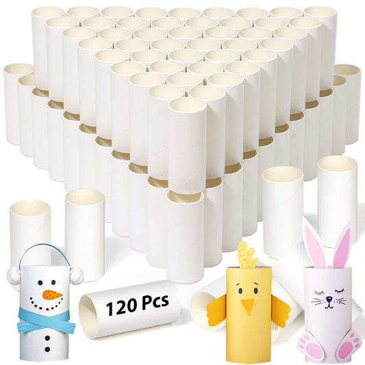 MAPVOLUT 120 Pieces Cardboard Tubes for Crafts, White Kraft Toilet Paper Rolls for Crafts - 1.5 x 3.4 Inches Strong And Pressure-Resistant Tubes for Craft Supplies, Family DIY Art