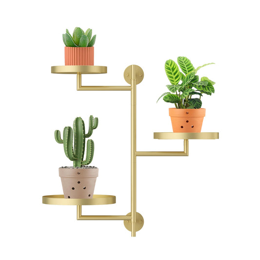 YFFSRJDJ Rotating Window Shelves for Multiple Plants Indoor,3-tier Metal Corner gold Plant Stand Holder Floating Hanger Shelf for Wall，Windows Sill Gifts for Planter Lover to Enhance Home Decor
