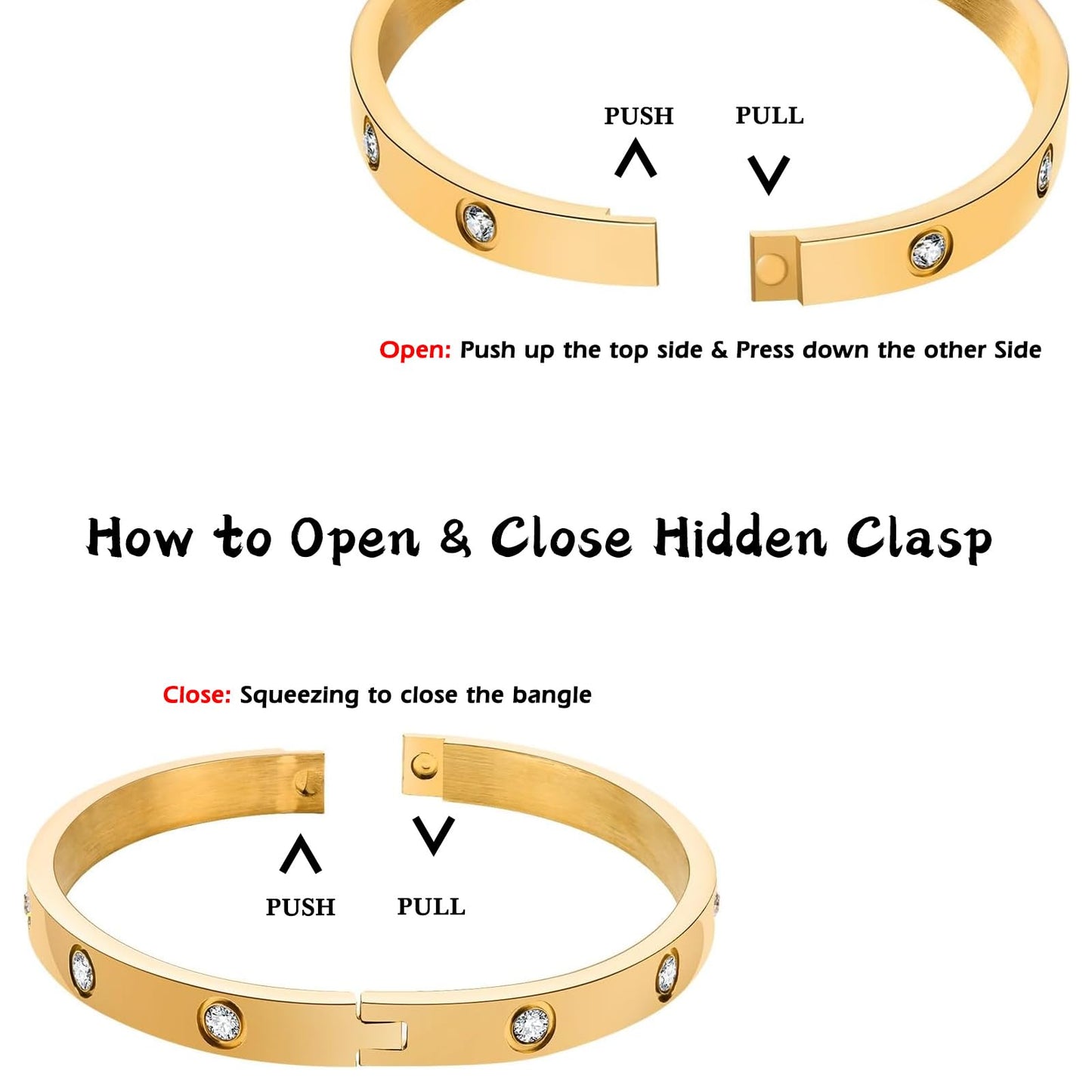 Fashion Nail Love Bangle Bracelet Heart Charm Hand Chain, 18K Gold Plated Stackable Jewelry Sets for Women Tarnish Free Trendy Dainty Bracelet Gift for Valentines Birthday Mother's Day Christmas