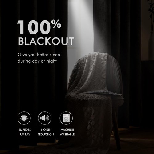 MIULEE Blackout Curtains - 100% Thermal Insulated Linen Texture - Seafoam Green - 52x54 Inch (2 Panels)
