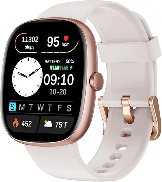 Fitness Tracker 2025 Ver. (Answer/Make Calls), 1.85" Smart Watch Fitness Watches for Women Men with 24/7 Heart Rate Blood Oxygen Monitor Sleep Tracker 100+ Sport Modes IP68 Waterproof (Starlight)