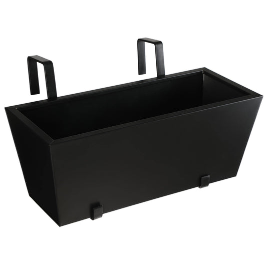 BIRDROCK HOME 1pk Metal Railing Planter - Balcony Flower Box - Deck Rail Boxes - House Apartment Plant Pot - Black