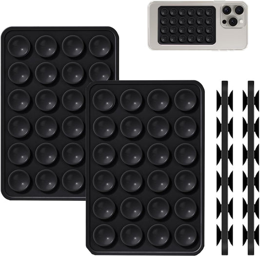ALiHAN 2 Pack Silicone Suction Phone Case Mount, Double Sided, Non Slip Suction Cup Phone Mount, Silicon Sticky Phone