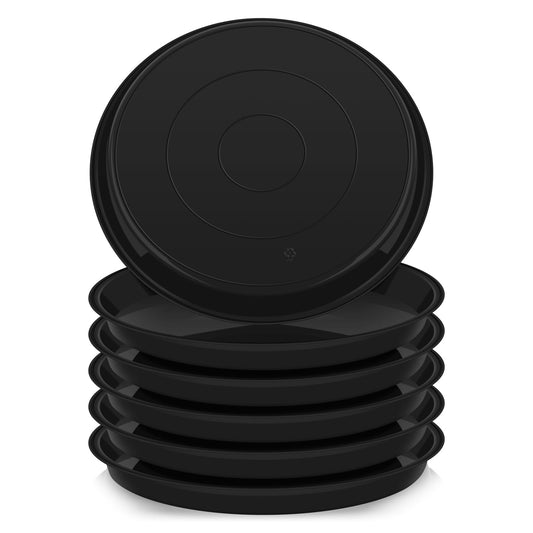 VUWEZ 6 Pack of 25 inch Plant Saucer, Plant Tray 20 Inch Round, Plant Saucers for Indoors, Plant Trays for Pots, Flower Pot Saucers, Pot Saucers for Planter 19-26" (25", Black)