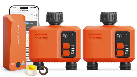 WiFi Water Timer for Garden Hose with 984 ft Range,Smart 2- Zone Sprinkler Timer, APP & Remote Control, Voice Control,Rain Delay, Manual Mode Sprinkler System, Lawn Sprinklers for Yard Large Area