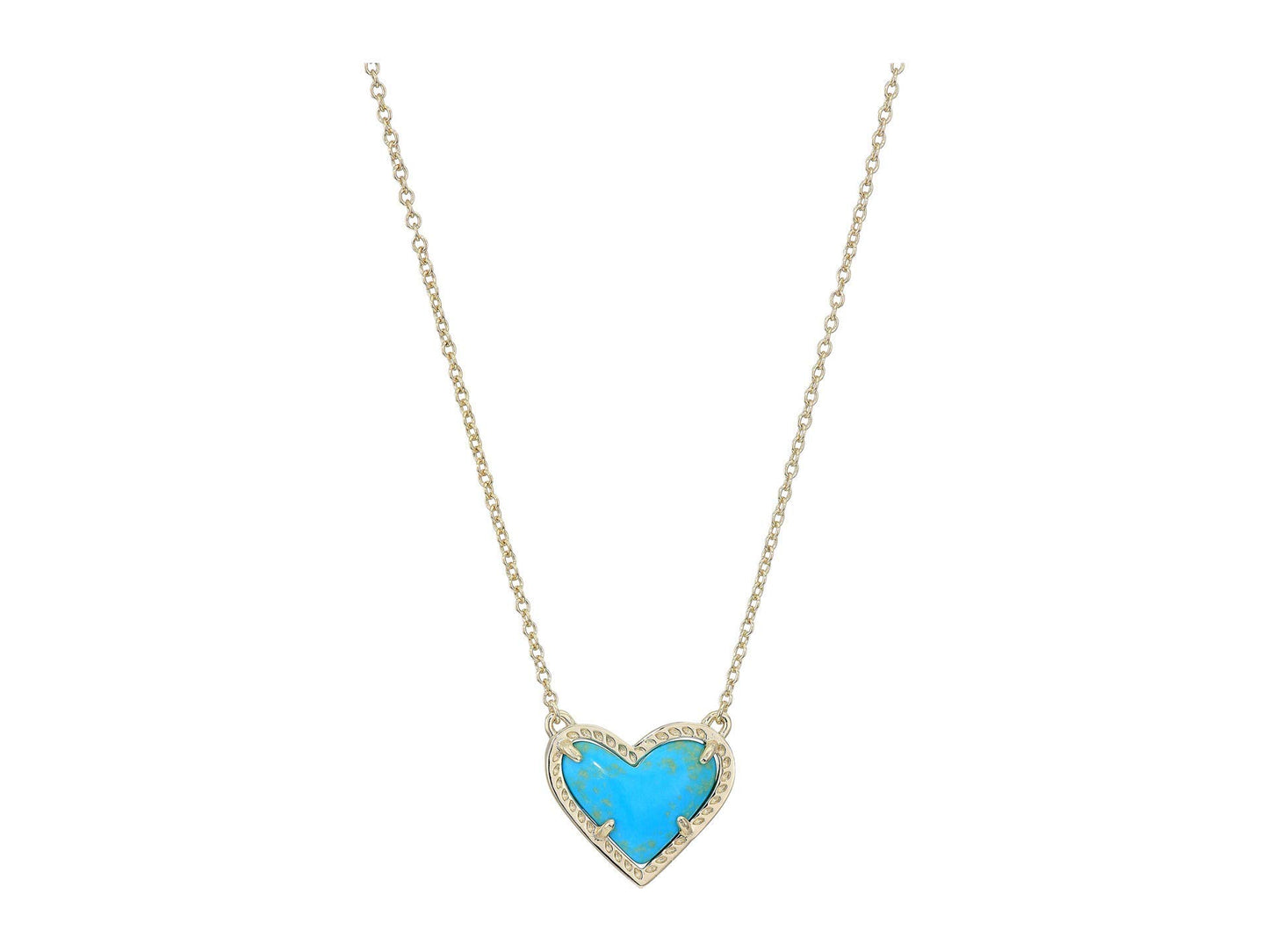 Kendra Scott Ari Heart Pendant Necklace for Women, Fashion Jewelry, 14k Gold-Plated, Turquoise Magnesite