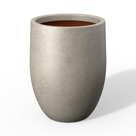 Kante 21.7 Inch Tall Concrete Planter, Large Indoor Outdoor Plant Pot with Drainage, Smooth Weathered Concrete Finish with Painted Interior, Ideal for Porch, Home, Garden, Patio
