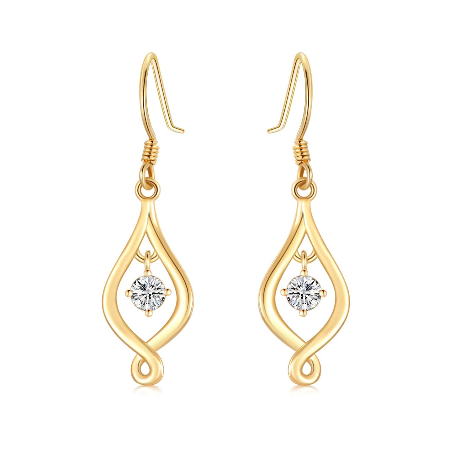 SISGEM 10K Solid Gold Infinity Drop Earrings for Women,Yellow/White Gold Moissanite Infinite Love Dangles Earrings Birthday Gifts for Wife Mom