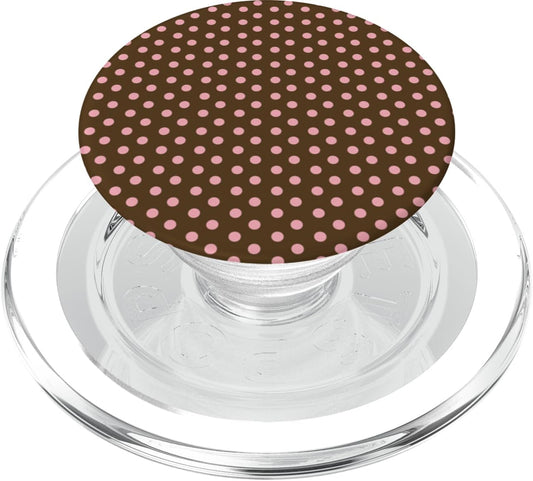 Aesthetic Classic Chic Brown and Pink Polka Dot Aesthetic Preppy Vintage Dotted PopSockets PopGrip for MagSafe