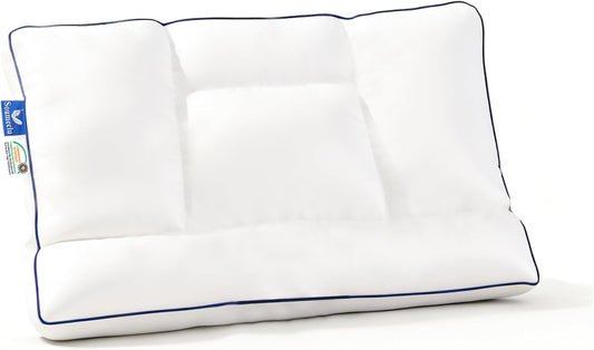 Skiennix Goose Down Pillow - Ergonomic Cervical Neck Pain Relief | Soft Cotton Cover, 16.5x26 Inch