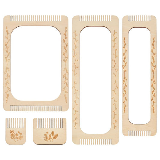 BENECREAT 5 Pcs Rectangle Weaving Loom Kit, 5 Styles Bookmark Weaving Tool, Loom Tool for Beginners and Weaving Enthusiasts