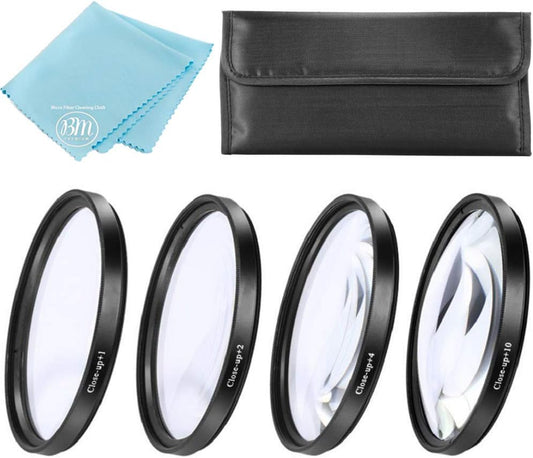 Big Mike's 67mm Set (+1, +2, +4 +10 Close-Up Filter and Diopters) Magnification Kit for Select Canon, Sony, FujiFilm