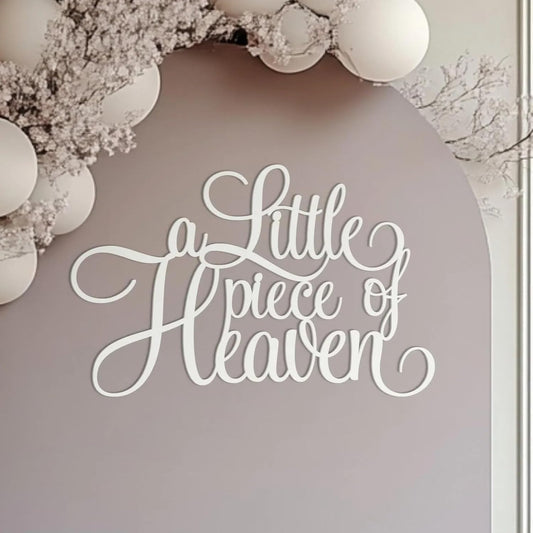Wooden A Little Piece of Heaven - Baby Shower Decorations | Heaven Theme Birthday Wall Decor