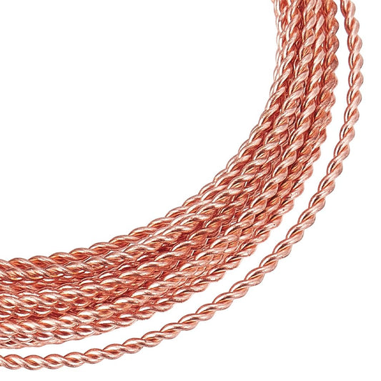 BENECREAT 2 Rolls 13.12Feet Twist Jewelry Wire, 12 Gauge/2mm Copper, 2m/6.6 Feet, 2 Strand Twist, Great for Jewelry Making