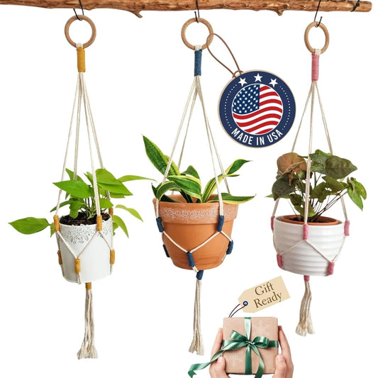 Handmade By Uruba Color Block Plant Hangers (Cozy Oasis)