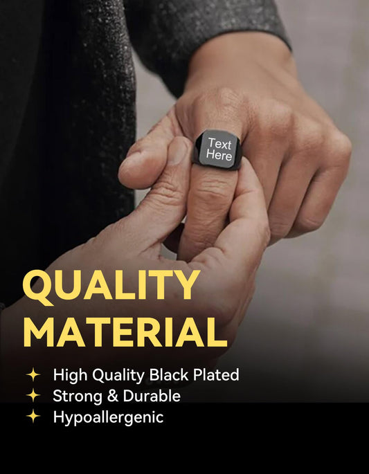 Black Personalized Signet Rings for Men Women Solid Polished Stainless Steel Biker Ring Size 13