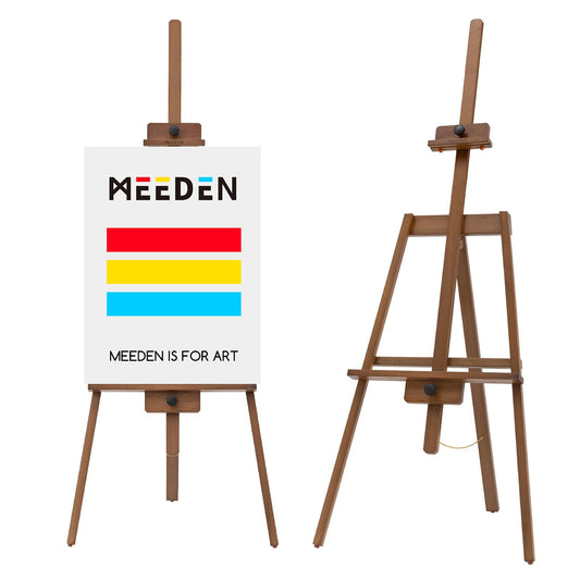 MEEDEN Art Easel Stand for Painting: Solid Beech Wooden Easel Holds Canvas up to 43" for Adult Studio - Adjustable Artist Painting Easel for Wedding Sign Poster Display - Walnut