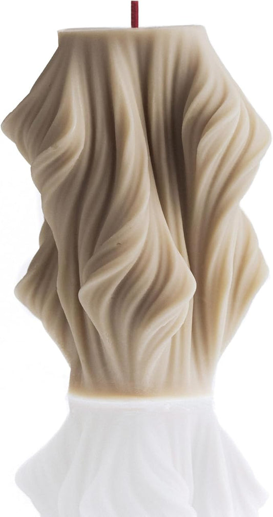 LAWA Cascading Wave Candle - Large Beautiful Handmade Pillar Scented Soy Wax Elegant Bubble Aesthetic Candle Housewarming Gift Home Room Shelf Decor Idea Moon Gray (Small)
