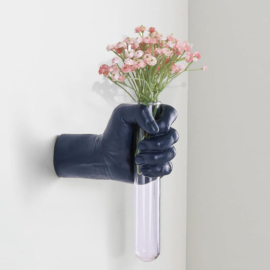 XYQXYQ Blue Wall Sculpture,Wall Art Bedoroom,Hand Vase,Funky Flower Vase Decorations,Unique Wall Statue,Home Decor Art