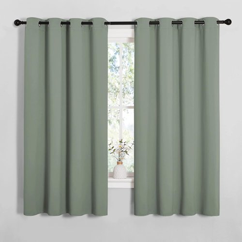 NICETOWN Blackout Curtain Panels - Thermal Insulated Draperies in Greyish Green | 55 x 68 Inches, 1 Pair