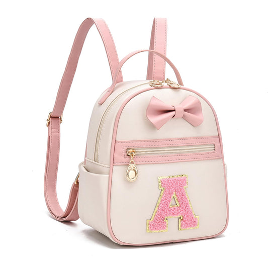 I IHAYNER Girls Initial Bowknot Small Leather Backpack Cute Mini Backpack Personalized Trendy Stuff Gifts for Women Pink-A