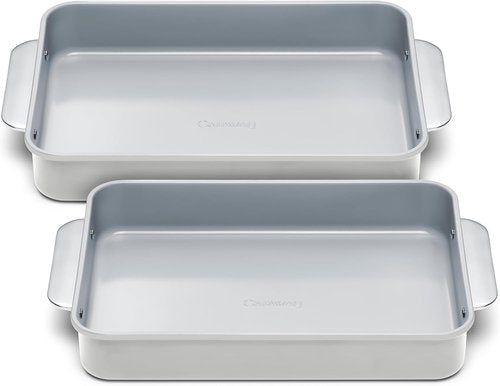 Caraway Non-Stick Ceramic Rectangle Pan Duo - 9”x13” - Naturally Slick & Non-Toxic - Ideal for Brownies & Lasagnas - Gray